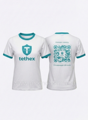 Футболка белая с окантовкой и QR-кодом