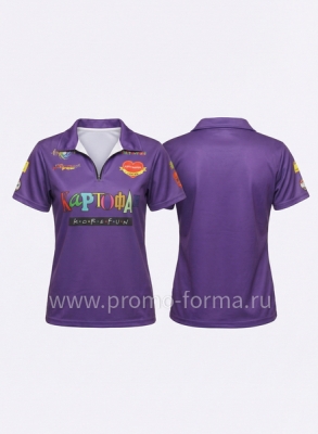 Поло с молнией женское с принтом бренда фиолетовое