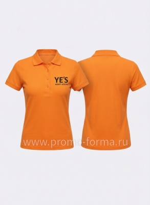 Поло брендированное женское оранжевое