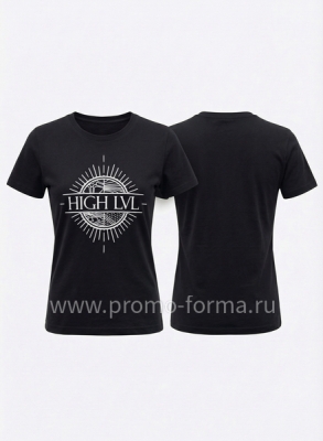 Футболка с печатью логотипа облегающая черная